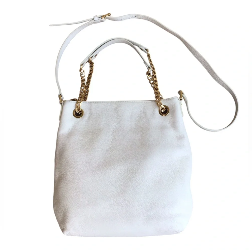 Michael Kors White Leather Jet Set Chain Shoulder Bag